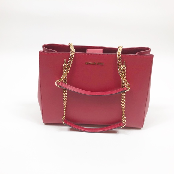 Michael Kors Handbags - Michael Kors Ellis Large Red Tote Leather